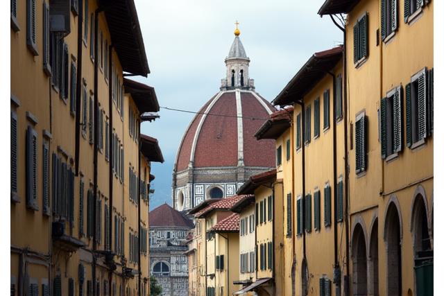 Firenze látképe, középkori templomok